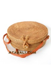 Ata round bag plain pattern with cross clip 